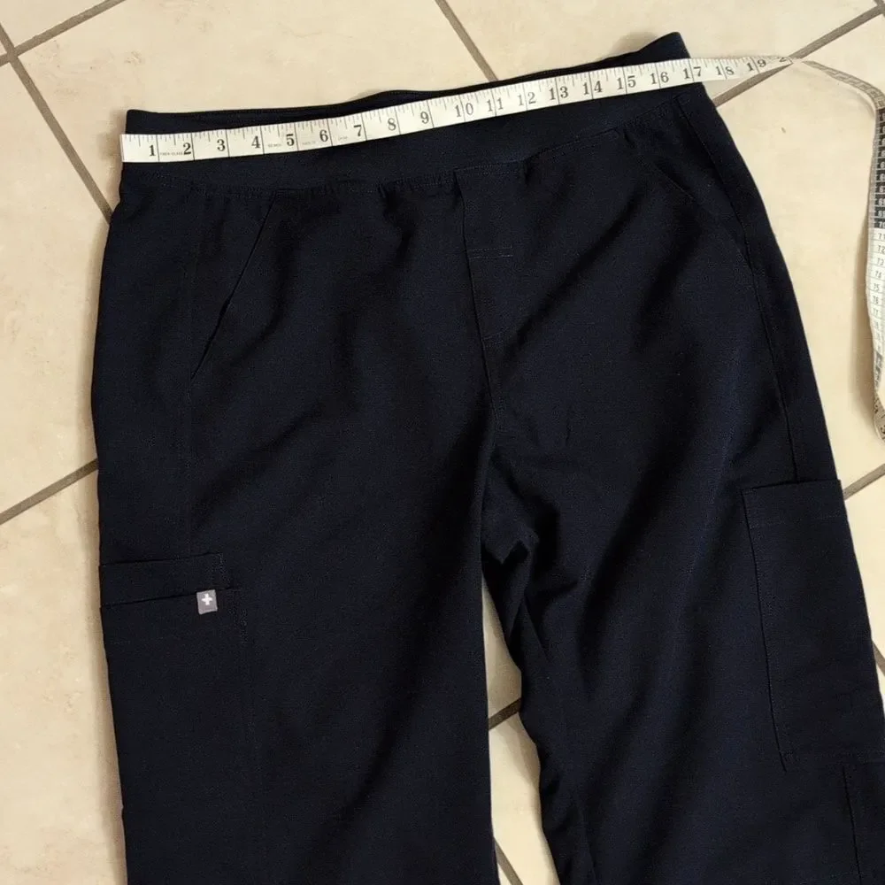 Figs Scrubs pants Axim Cargo Navy Blue Tie Elastic Waist Size L